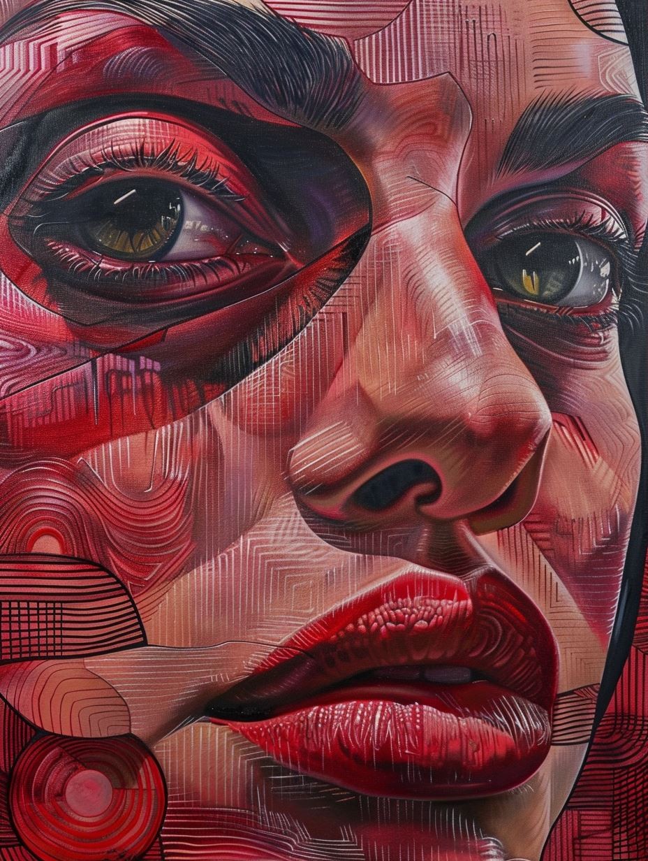 Crimson Geometric Portrait Study