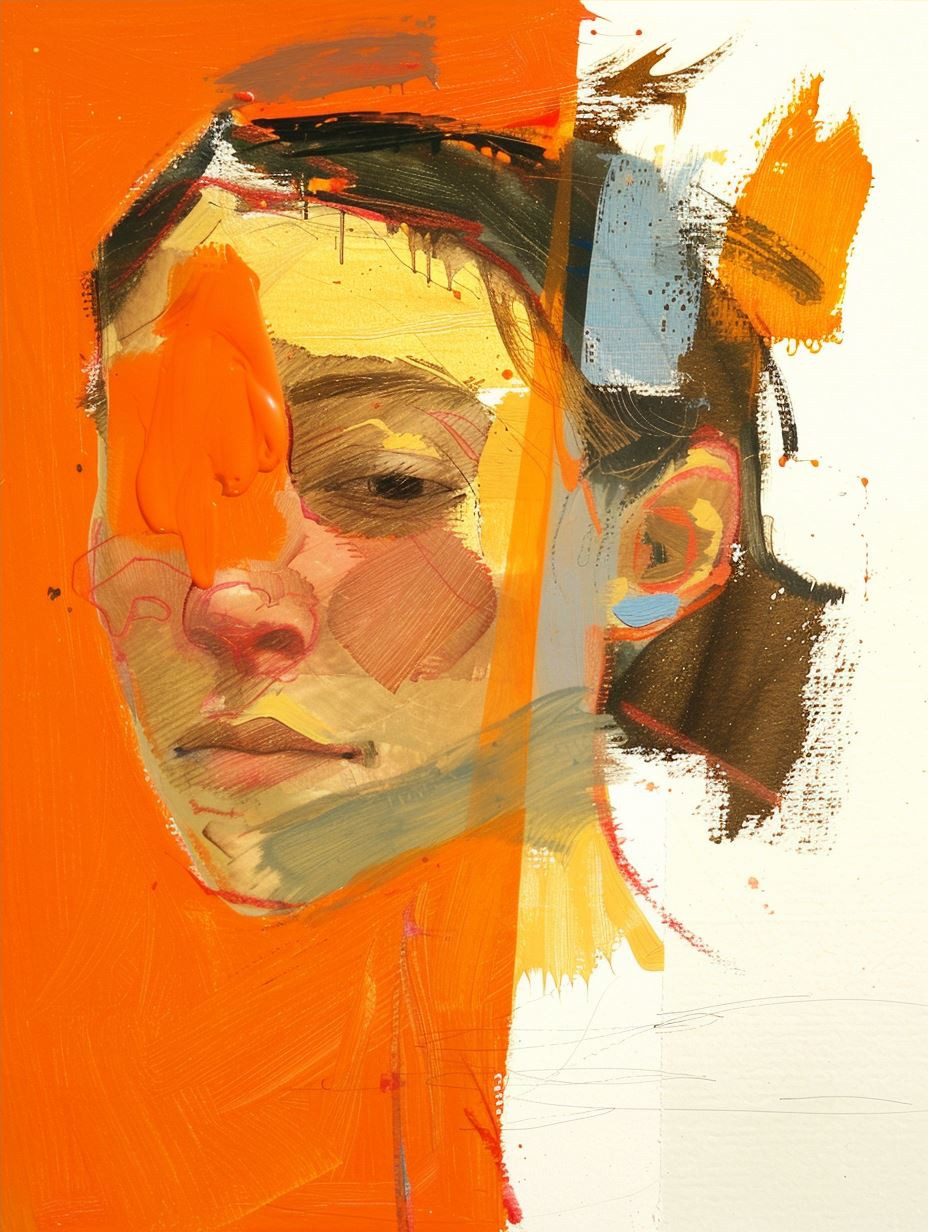 Abstract Fragmented Portrait in Orange - Image 4