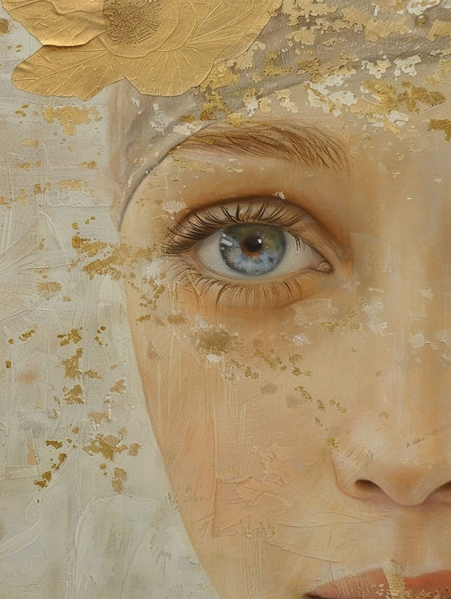 Ethereal Gilded Texture Portrait - Image 2