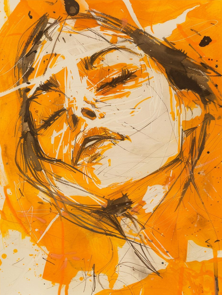 Amber Ink Expressionist Portrait - Image 4