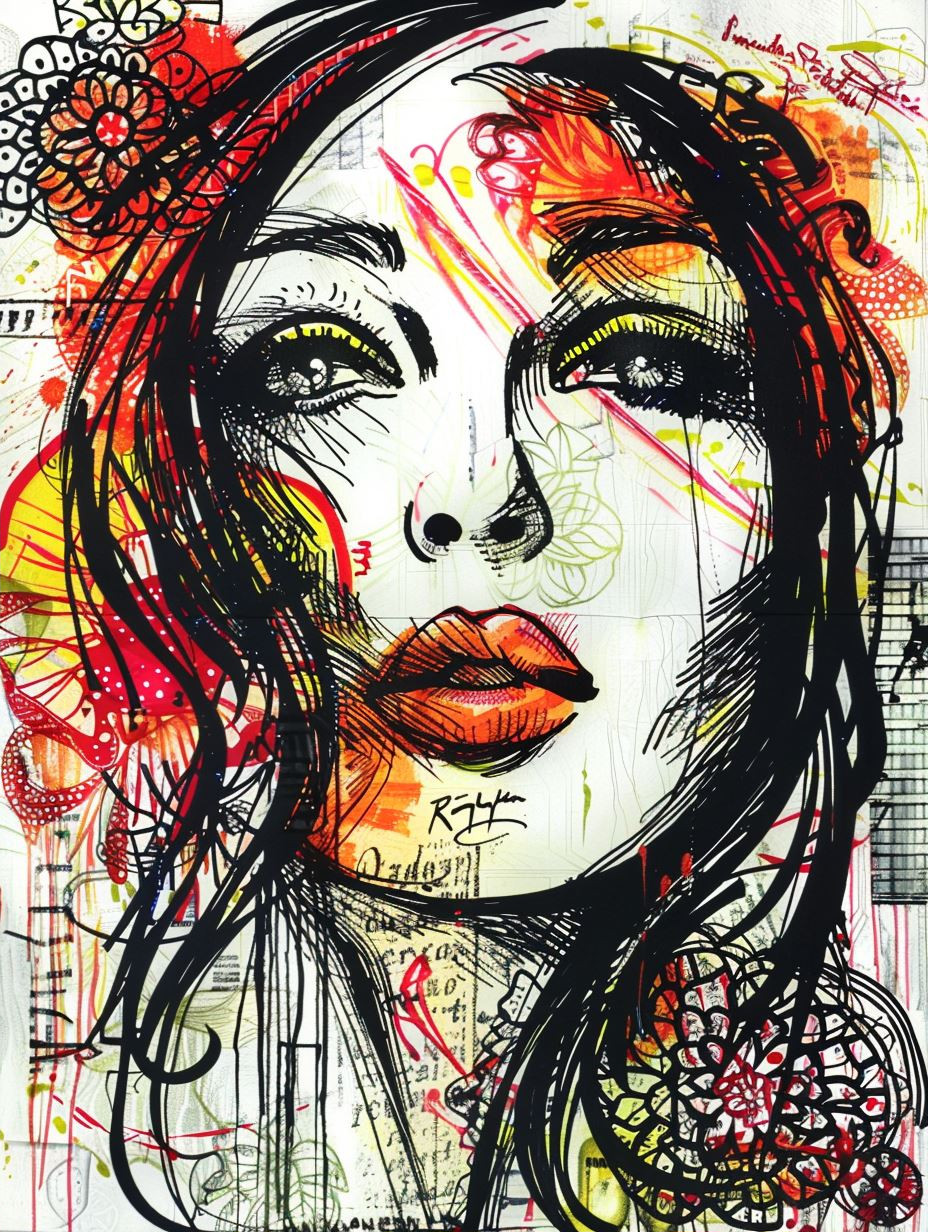 Chaotic Ink Portrait of Sorrow - Image 2