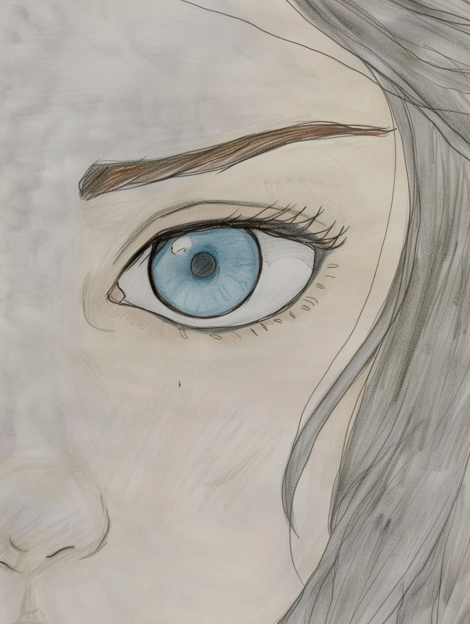 Azure Gaze Sketch - Image 1