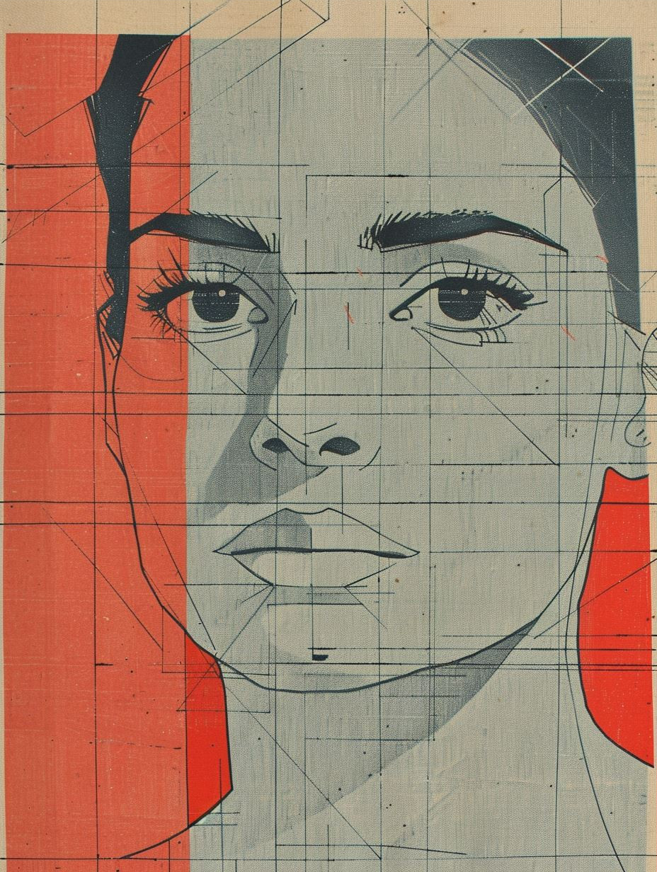 Geometric Red Portrait Studies - Image 3