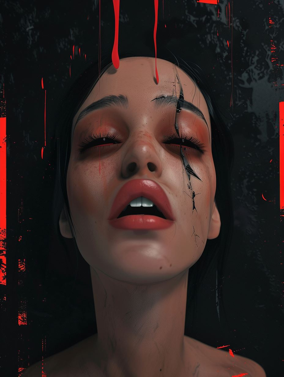 Crimson Gaze: Surreal Digital Portraits - Image 4
