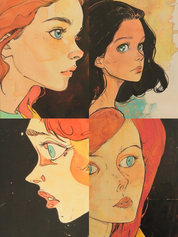 Vintage Anime Watercolor Portraits
