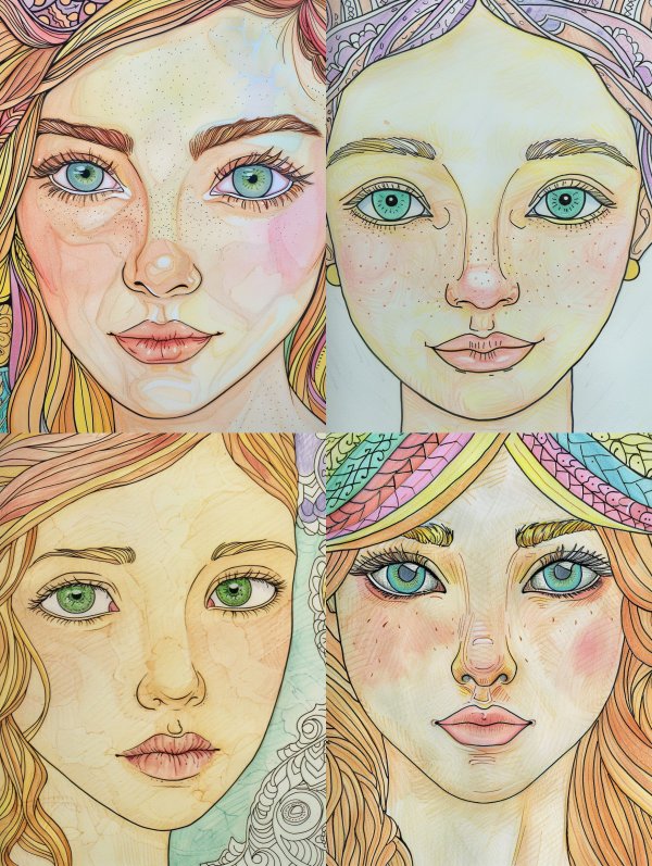 Ethereal Watercolor Maiden Portraits