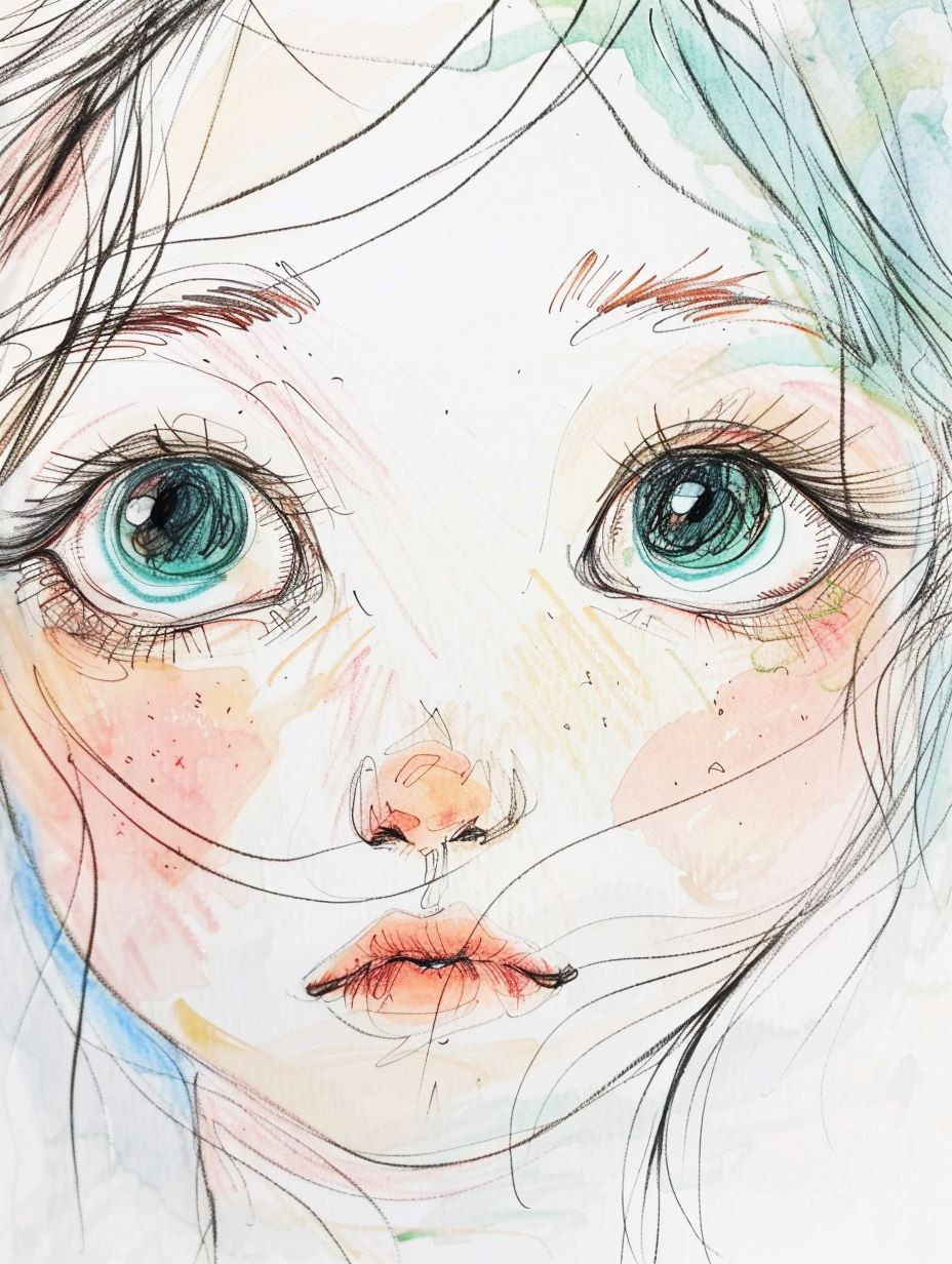 Ethereal Gazes in Watercolor - Image 1