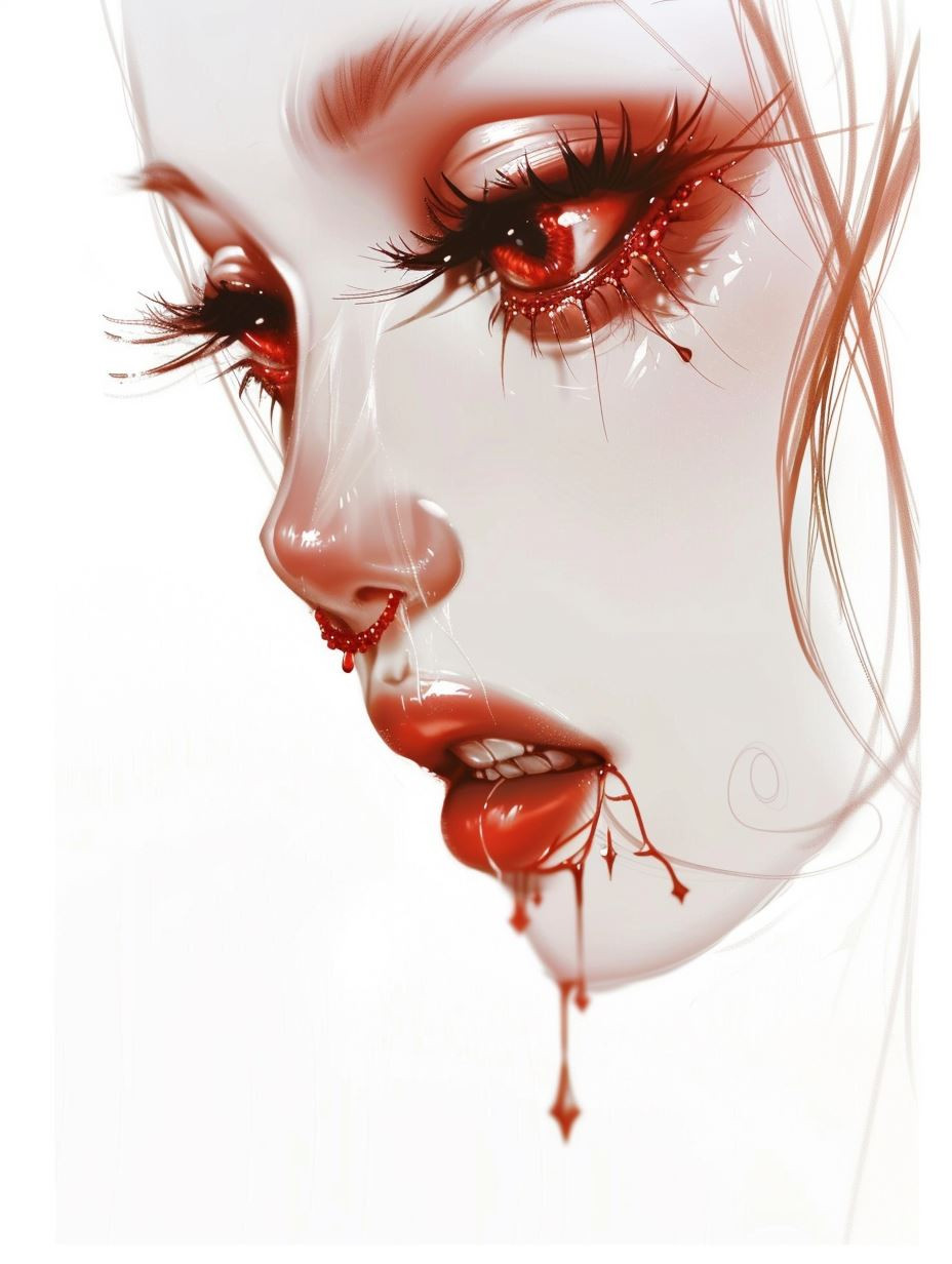 Crimson Tears Ethereal Portrait