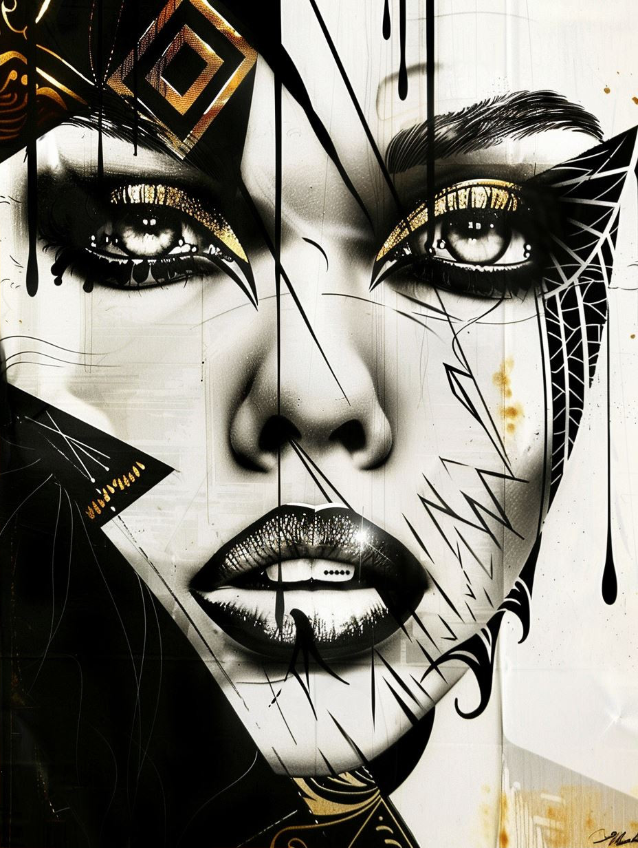 Golden Cybernetic Portrait Art - Image 2