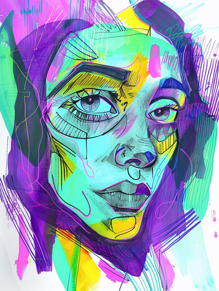 Prismatic Neon Portrait Study - Image 4