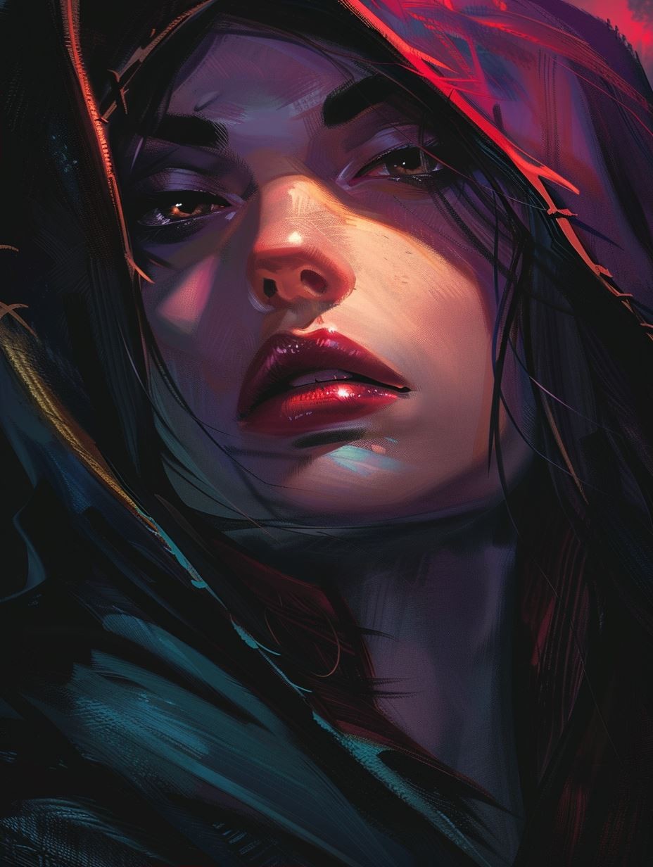 Crimson Dreams in Neon Shadow - Image 2