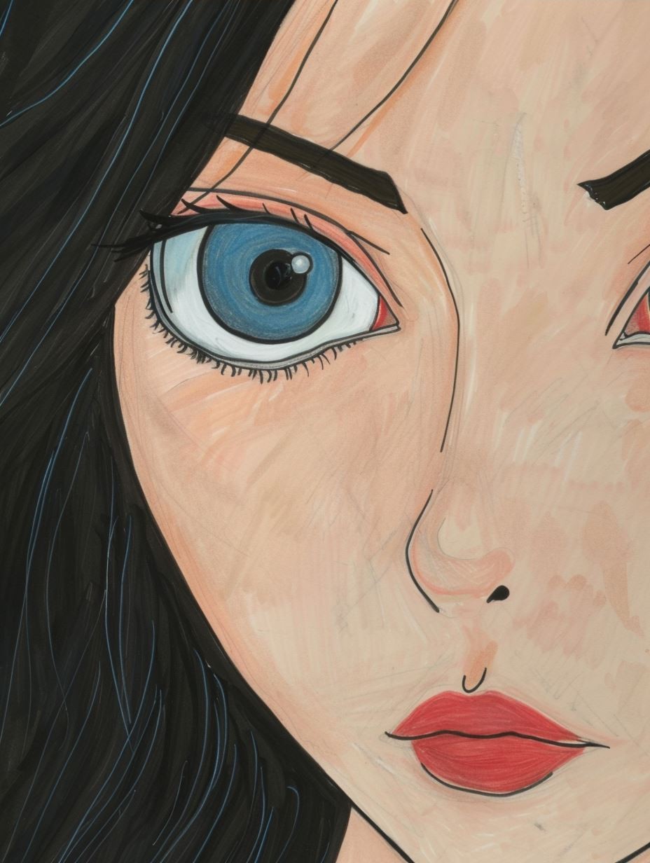 Vintage Hand-Drawn Anime Portrait - Image 4