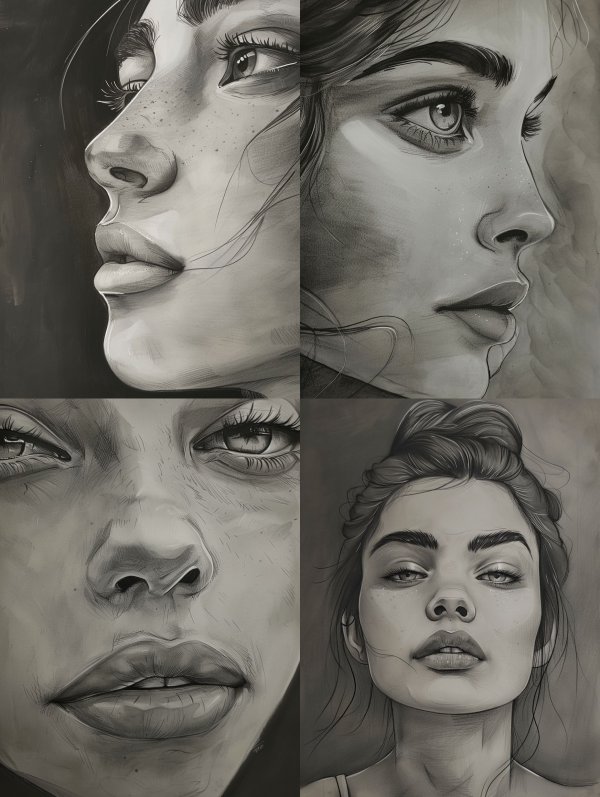 Ethereal Gazes in Charcoal