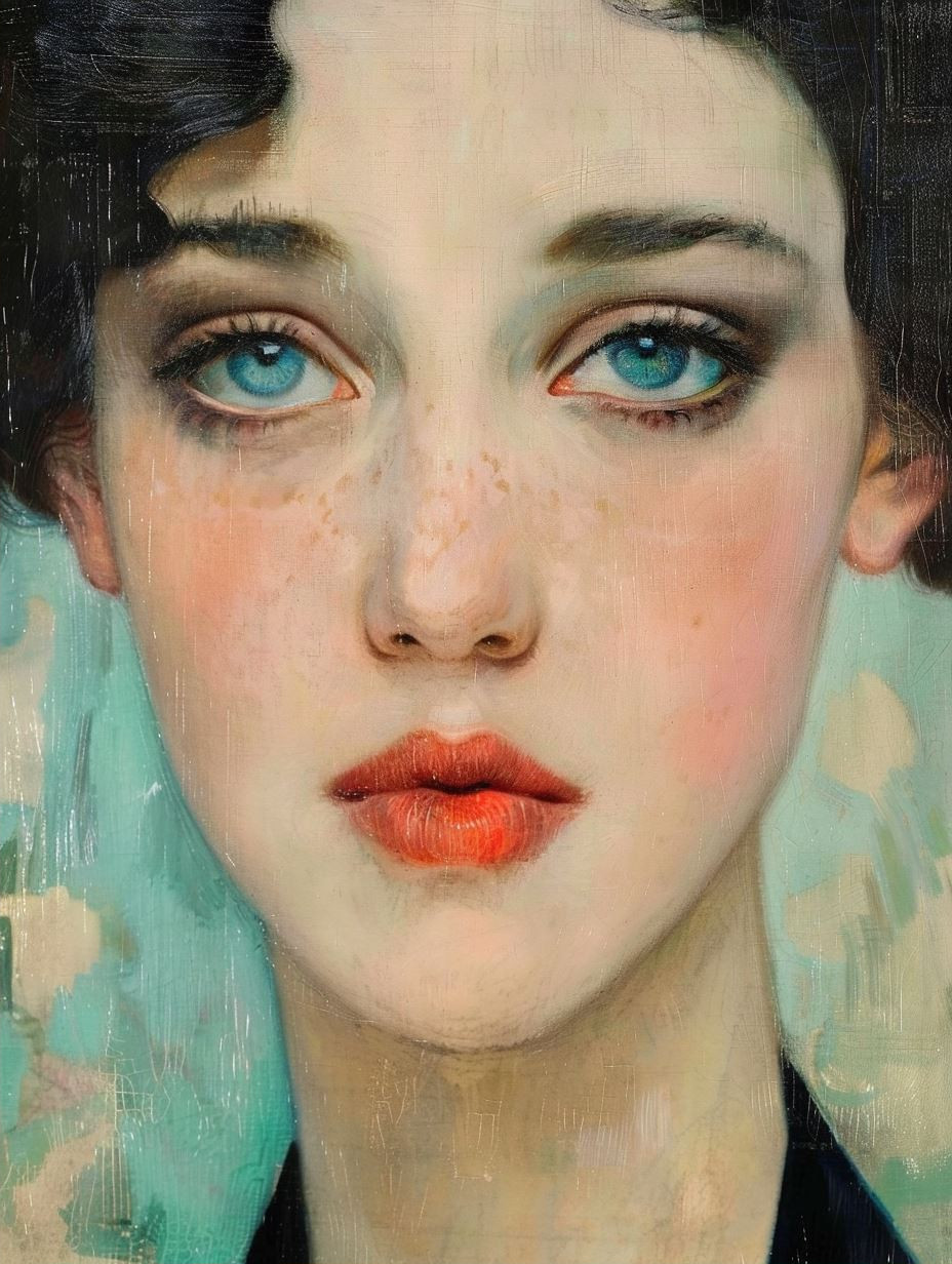 Vintage Surrealist Female Portrait Quadtych - Image 2