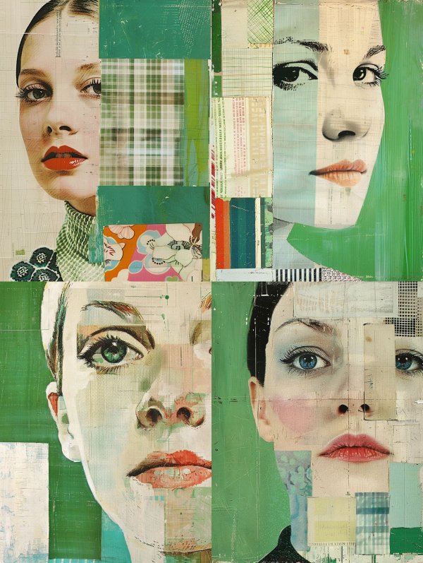 Fragmented Portraits in Green