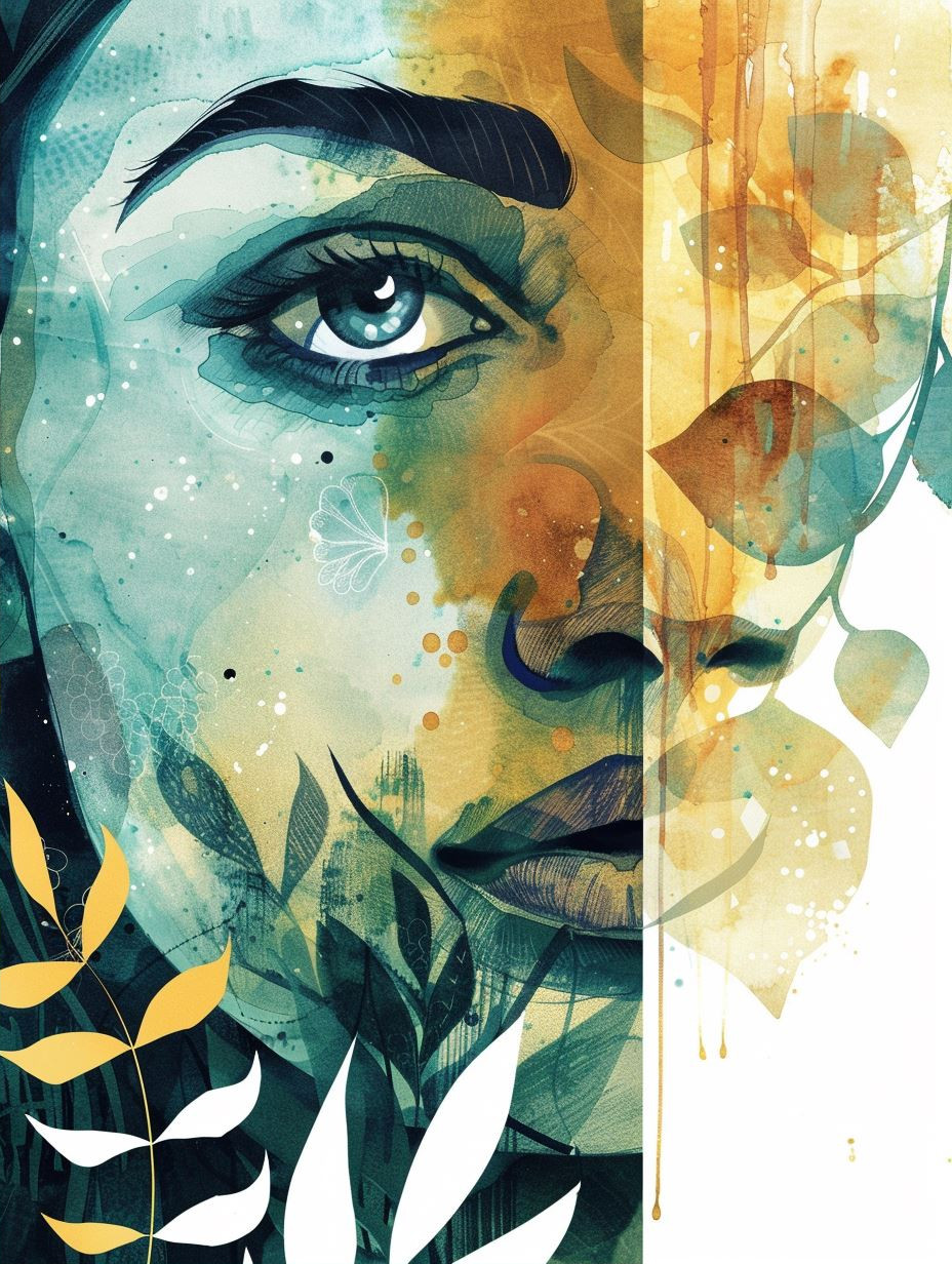 Ethereal Teal and Gold Portrait - Image 2