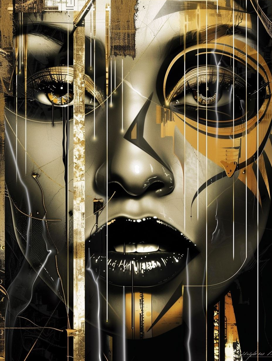 Golden Cybernetic Portrait Art - Image 3