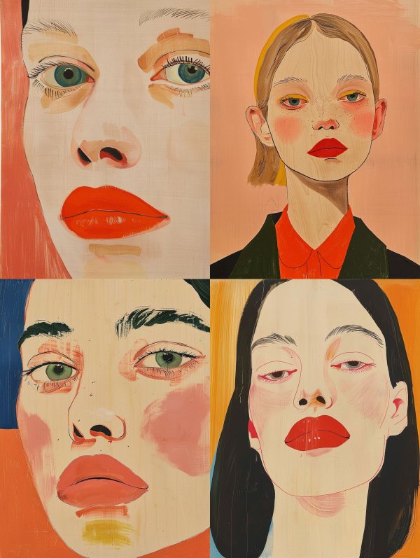 Modernist Portraits in Bold Hue