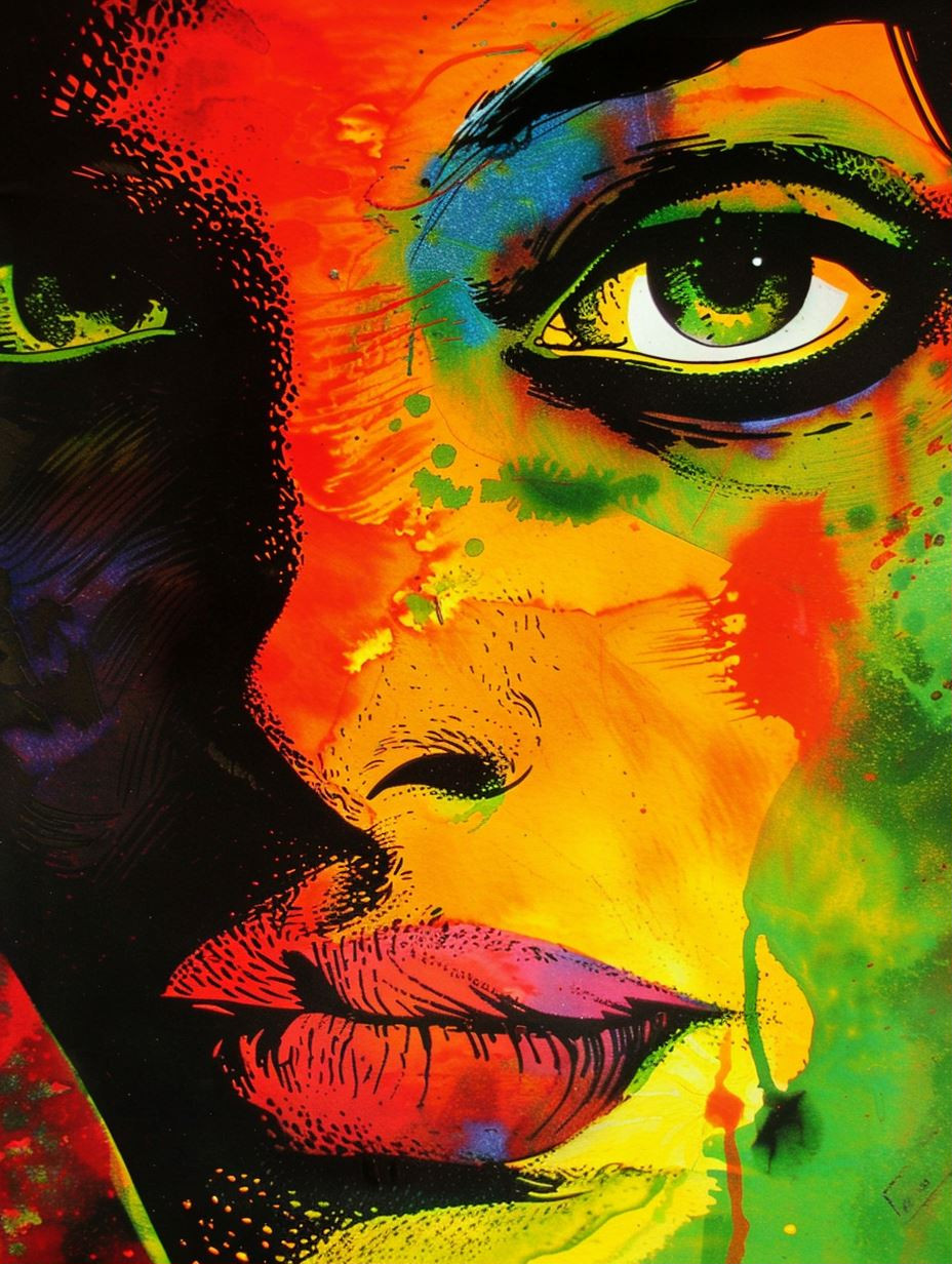 Neon Psychedelic Pop Art Portrait - Image 1