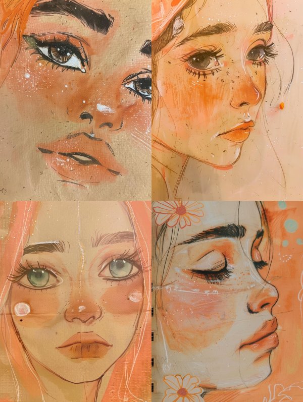 Ethereal Warm Watercolor Portraits