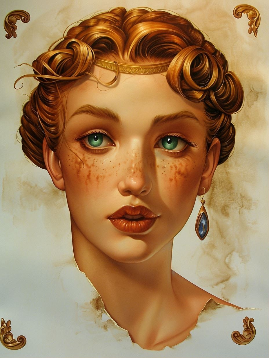 Ancient Gilded Portrait of Elegance - Image 1