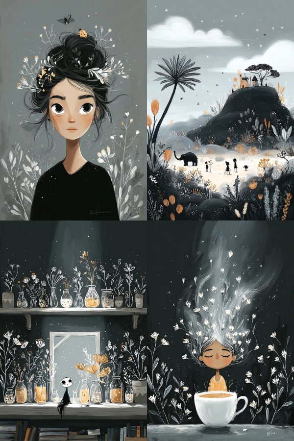 Whimsical Dreams in Monochrome
