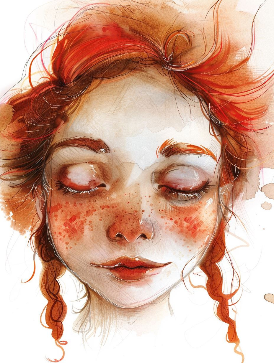 Ethereal Red-Haired Dreamer Portrait - Image 2
