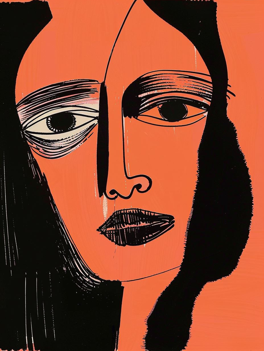 Abstract Faces in Crimson Hues - Image 3