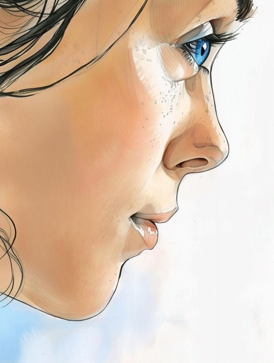 Azure Gaze: Digital Portrait Studies - Image 1