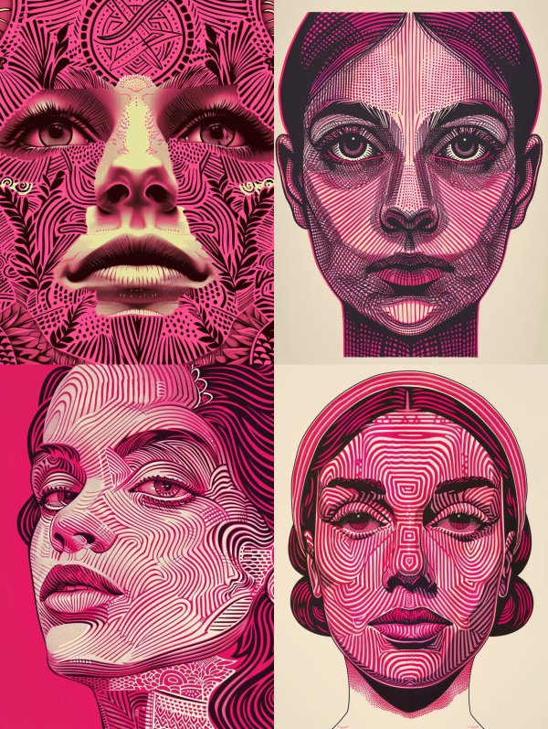 Surreal Pink Linear Portraits