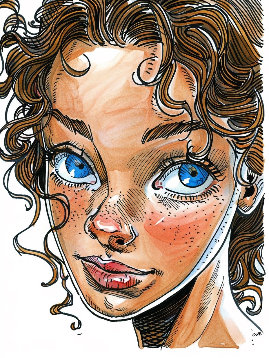 Vibrant Ink Portrait Study - Image 2