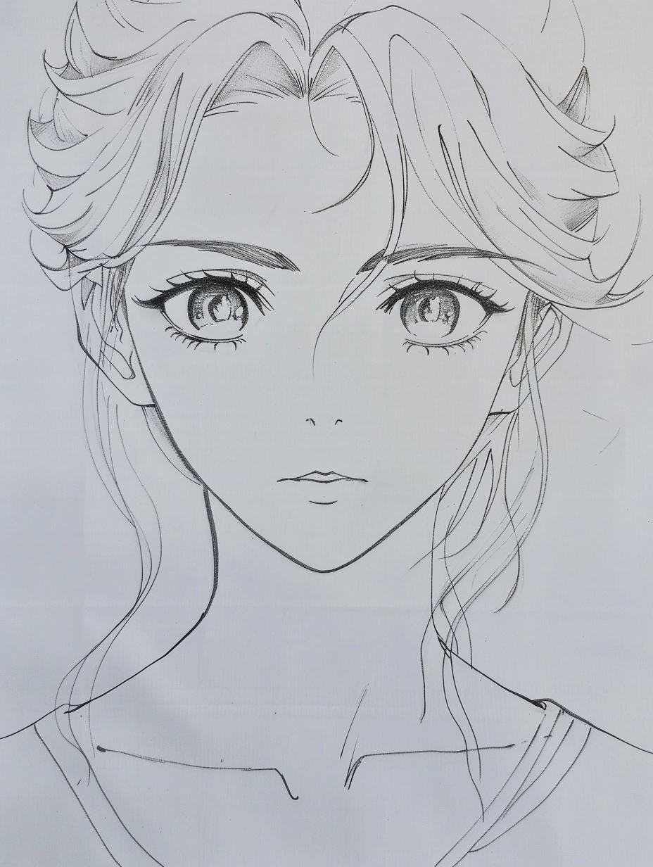 Minimalist Manga Line Art Portrait - Image 3