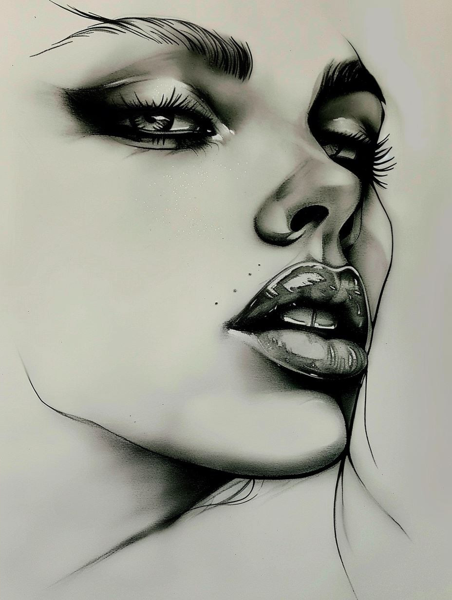 Ethereal Gaze: Charcoal Portrait Studies - Image 2