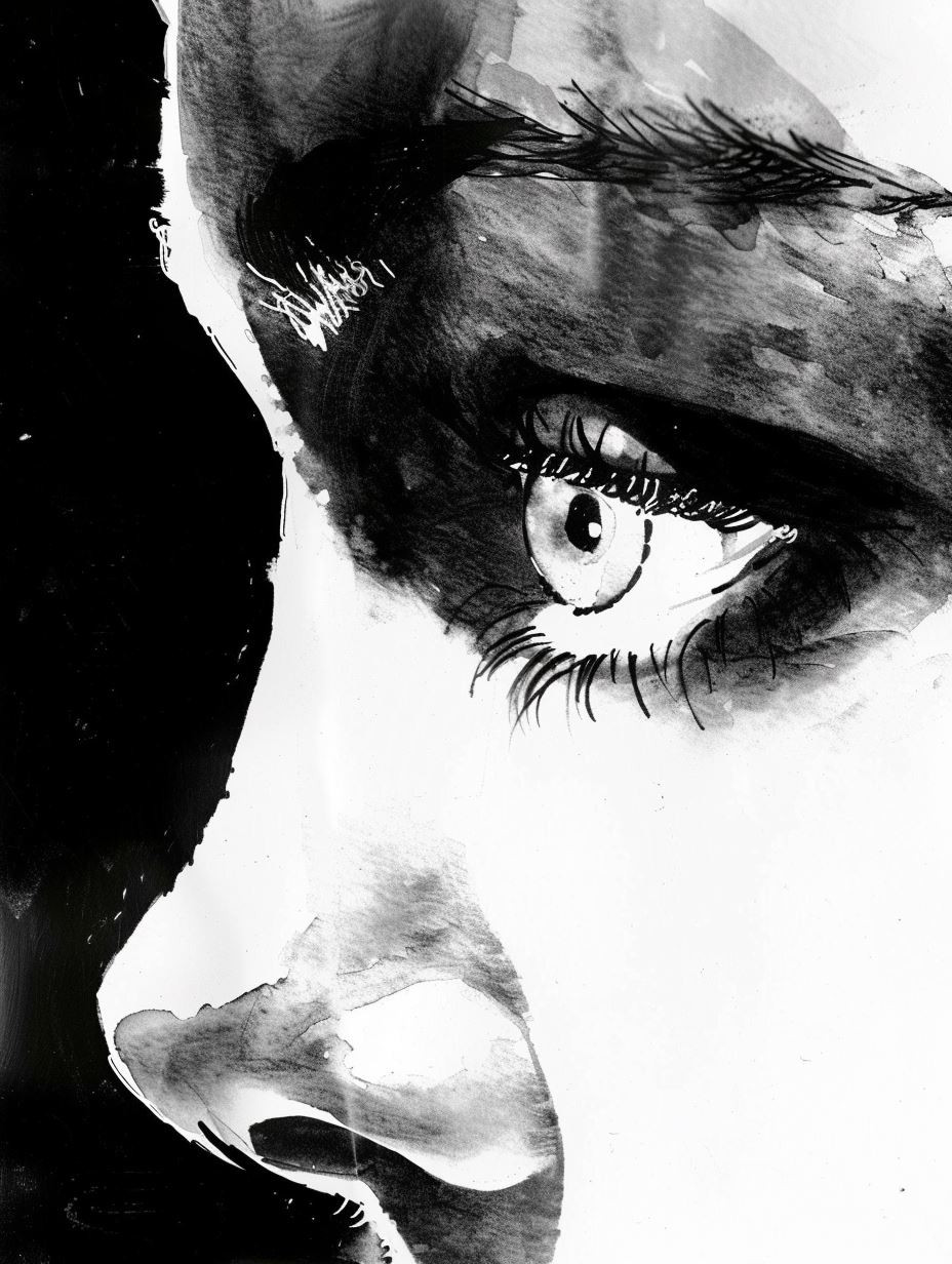 Fragmented Gaze in Monochrome - Image 1