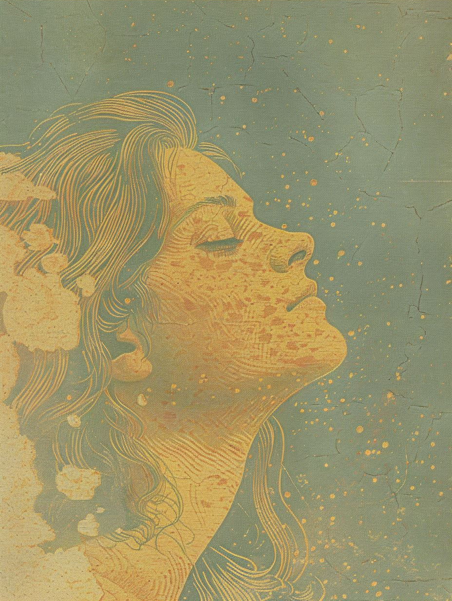 Ethereal Gaze in Ochre Hues - Image 3