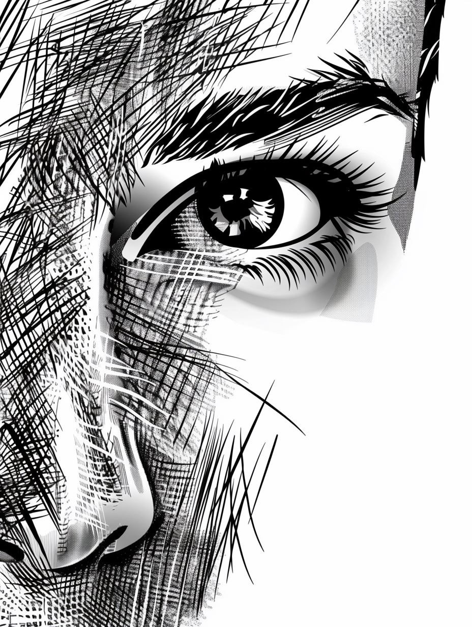 Intricate Ink Hatching Portrait Study - Image 4
