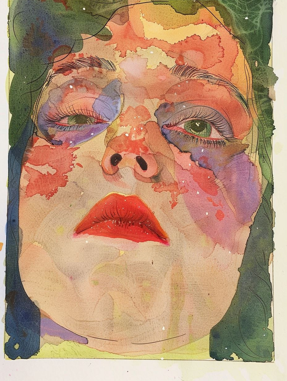Abstract Watercolor Portrait Study - Image 3