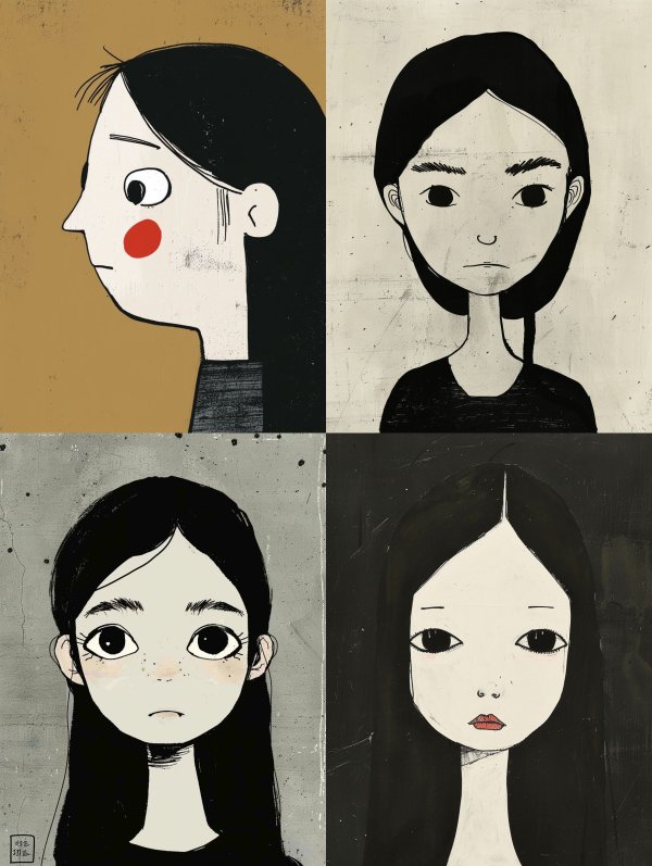 Melancholy Portraits in Minimalist Ink