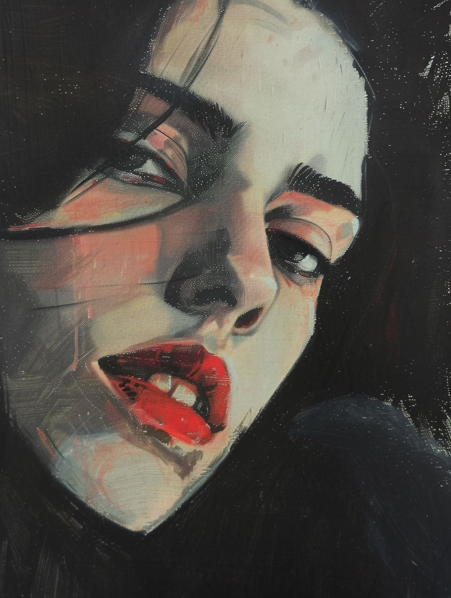 Crimson Lips in Shadow - Image 3