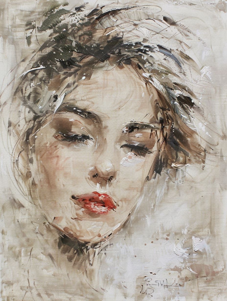 Ethereal Gaze in Abstract Oil - Image 1