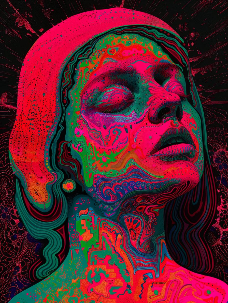 Neon Psychedelic Dream Portrait