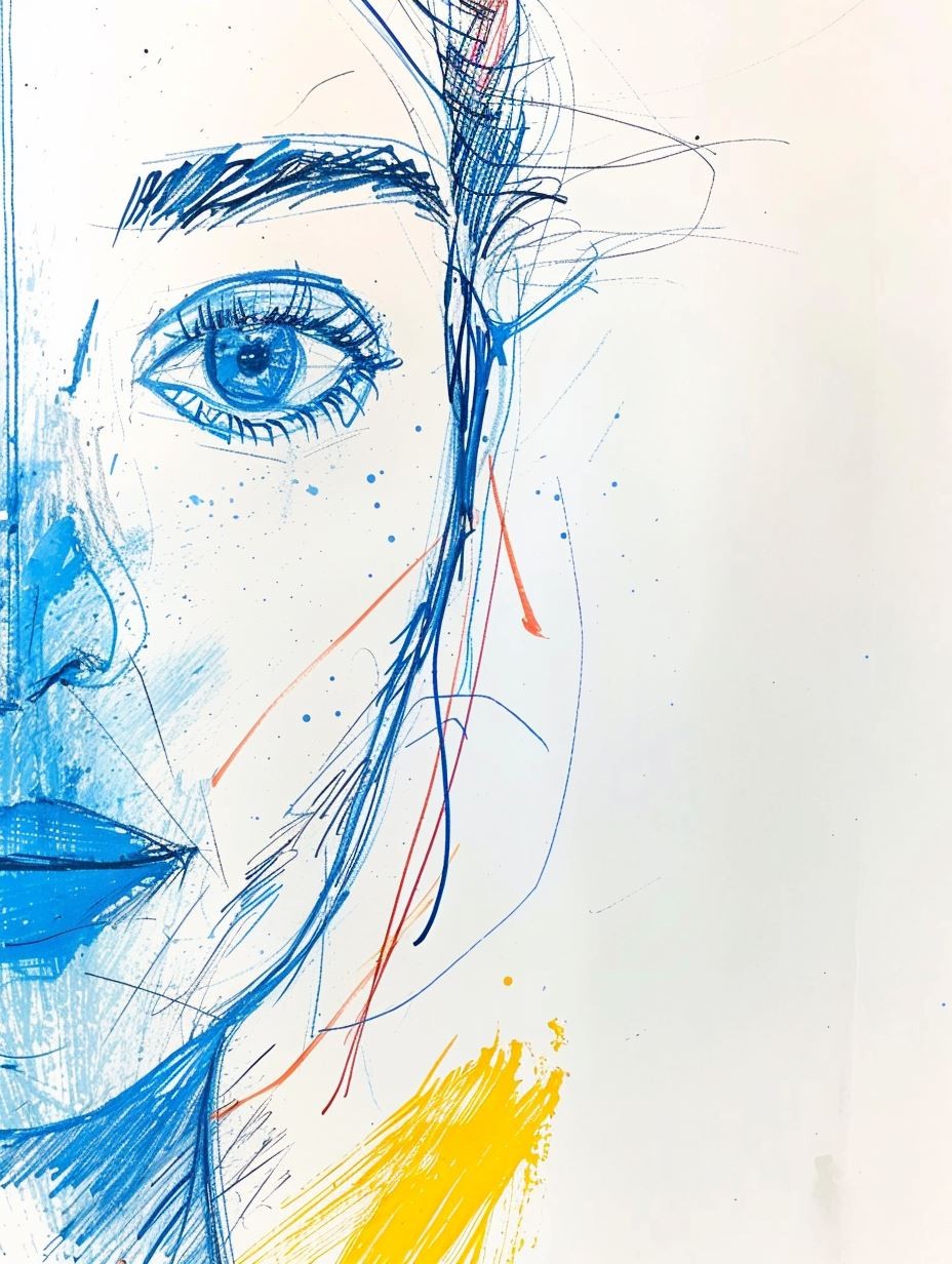 Ethereal Sketch of Azure Gaze - Image 3