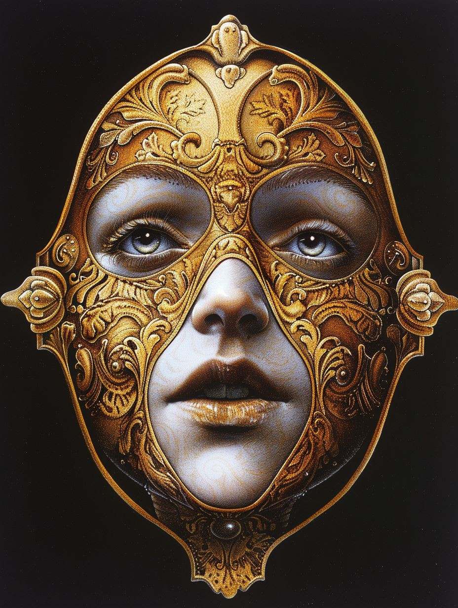 Golden Ornate Venetian Mask Portraits - Image 3