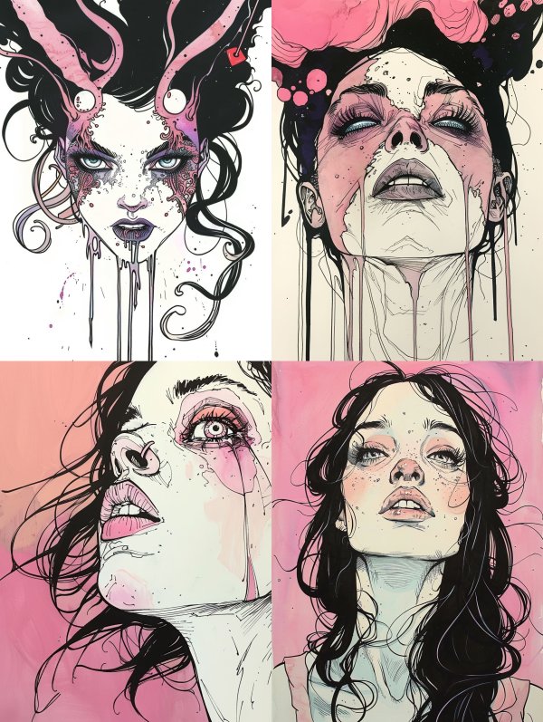 Ethereal Melancholy in Pink Ink