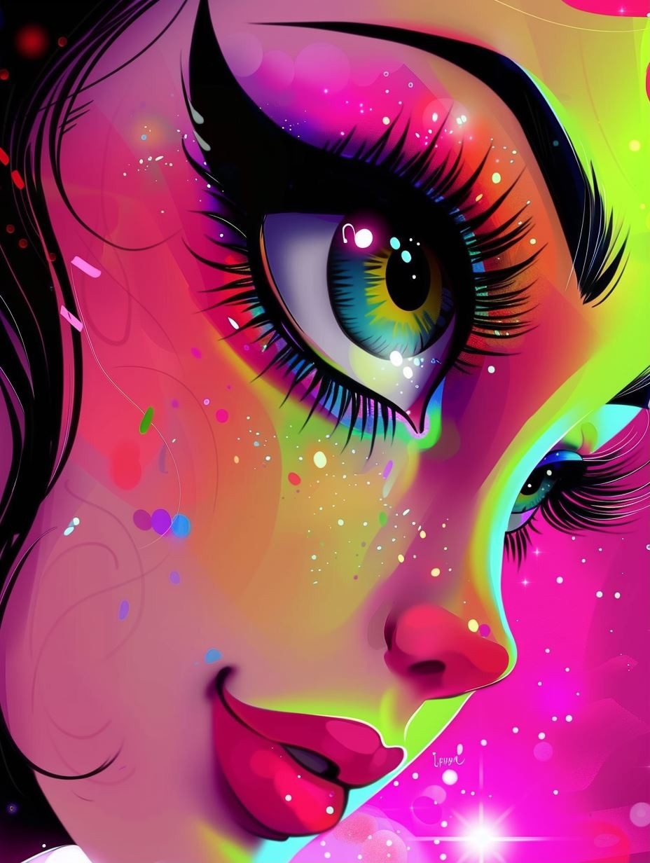 Neon Dreams: Vibrant Digital Portraits - Image 1