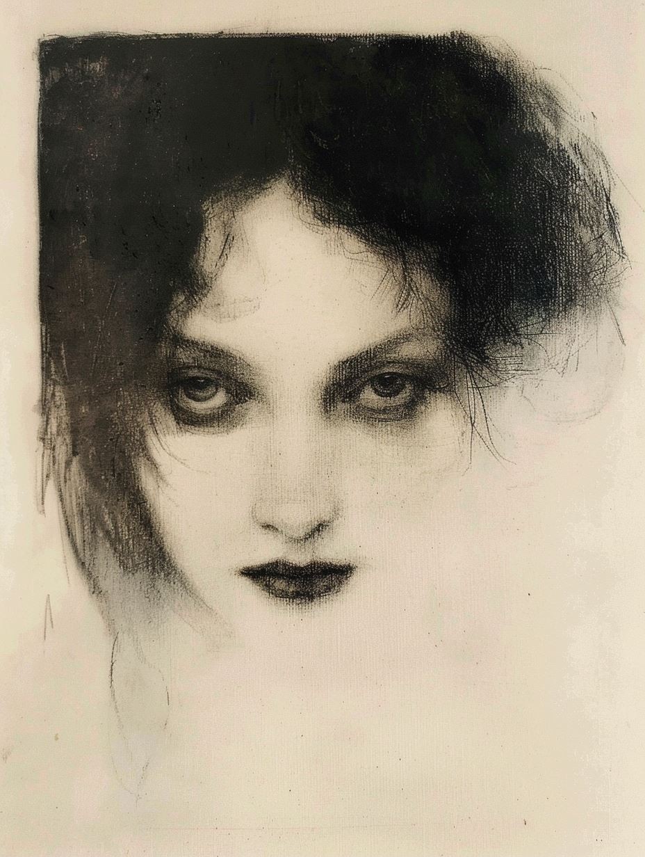 Haunting Charcoal Ethereal Portrait