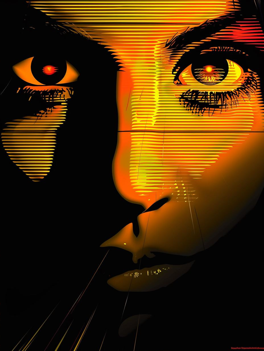 Fragmented Golden Cybernetic Portrait - Image 2