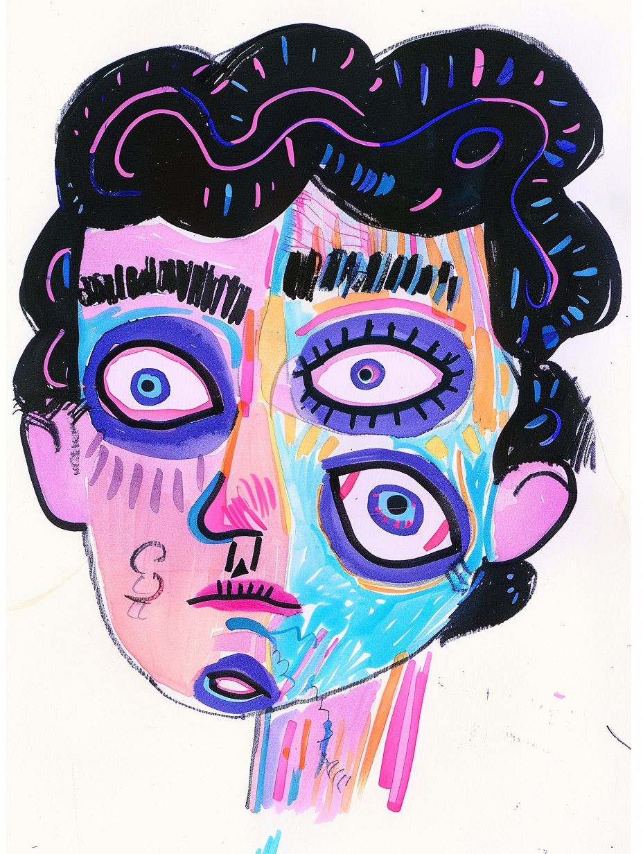 Vibrant Surrealist Portraits in Neon Hues - Image 4