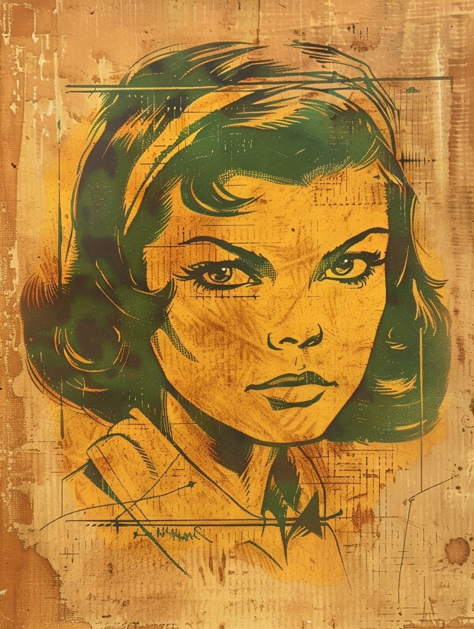 Vintage Pop Art Noir Portrait - Image 1