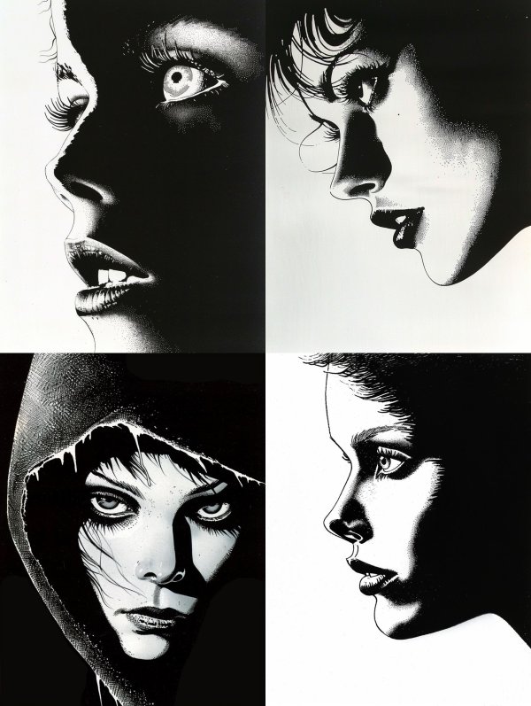 Noir Stipple Portrait Contrast